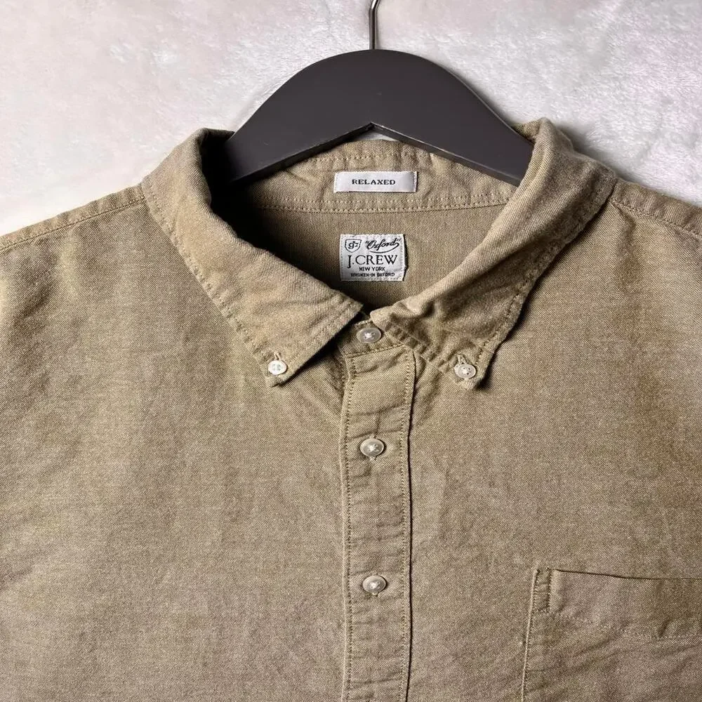 J Crew Cotton Oxford Button Down Relaxed Fit Men's 2XL 3XL Classic Neutral Beige